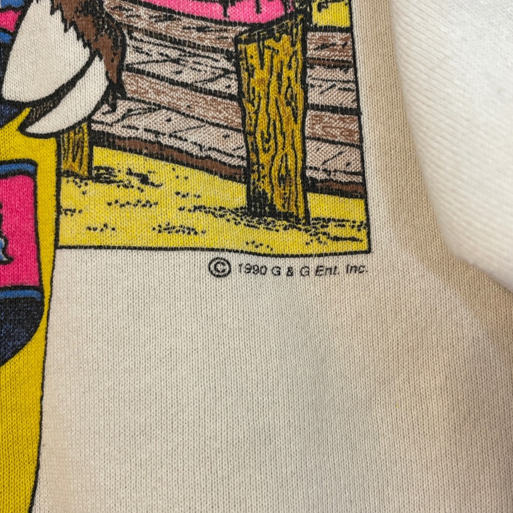 Vintage The Purple Moose Saloon Graphic Sweatshirt XXL Cream Surfer Moose - Picture 11 of 11